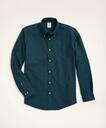 Brooks Brothers Men's Stretch Madison Relaxed-Fit Sport Shirt, Non-Iron Gingham Oxford | Dark Green