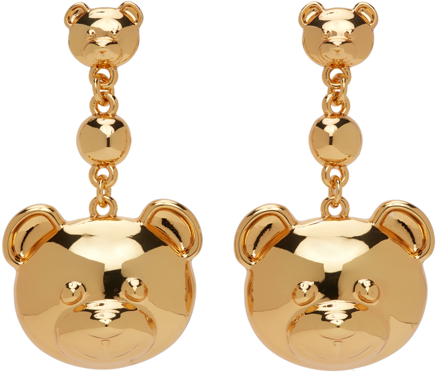 Moschino Gold Dangly Teddy Earrings Moschino