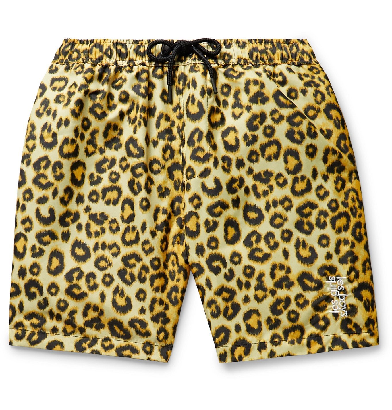 Les Girls Les Boys - Logo-Embroidered Leopard-Print Shell Swim Shorts ...