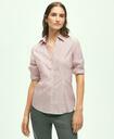 Brooks Brothers Women's Fitted Stretch Supima Cotton Non-Iron Double Stripe Shirt | Brick Red