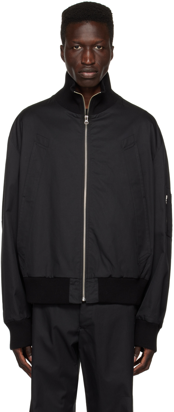 MM6 Maison Margiela Black Zip Bomber Jacket MM6 Maison Margiela