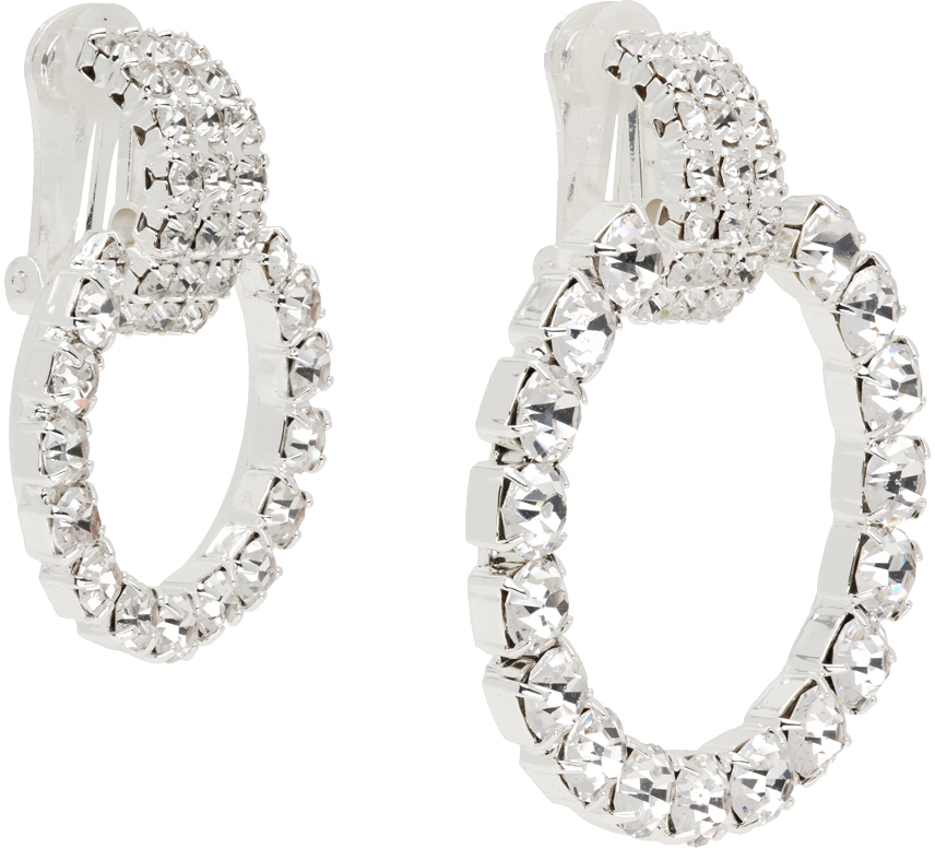 Magda Butrym Silver Crystal Hoop Earrings Magda Butrym