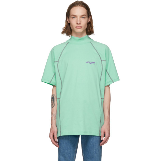 Calvin Klein 205W39NYC Green Scuba Mock Neck T-Shirt Calvin Klein 205W39NYC