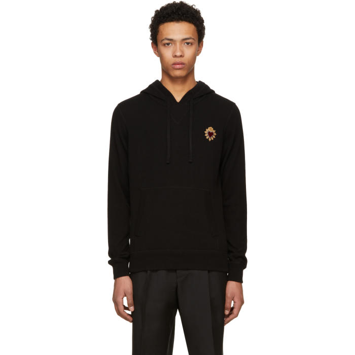 Dolce and Gabbana Black Cashmere Embroidery Hoodie Dolce & Gabbana