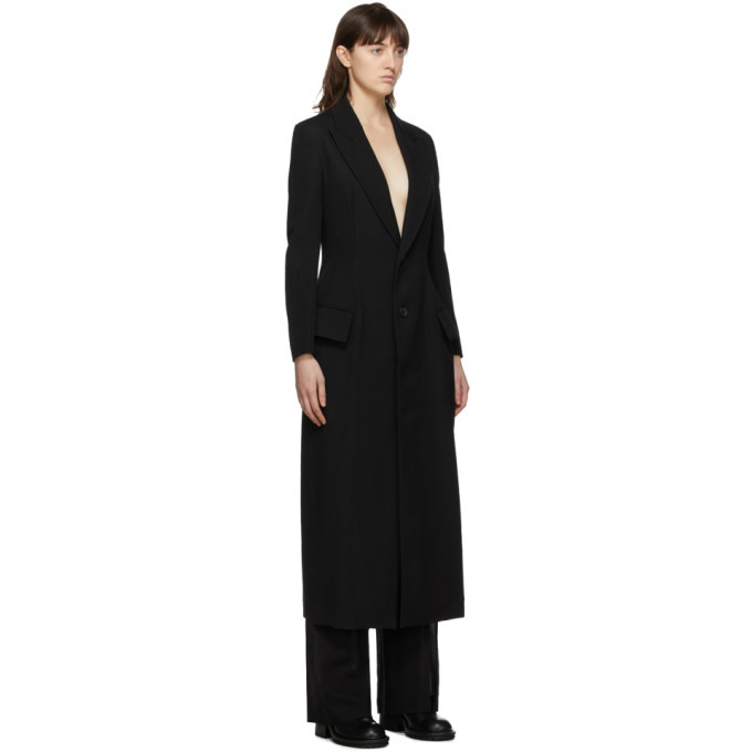 long black tie up coat