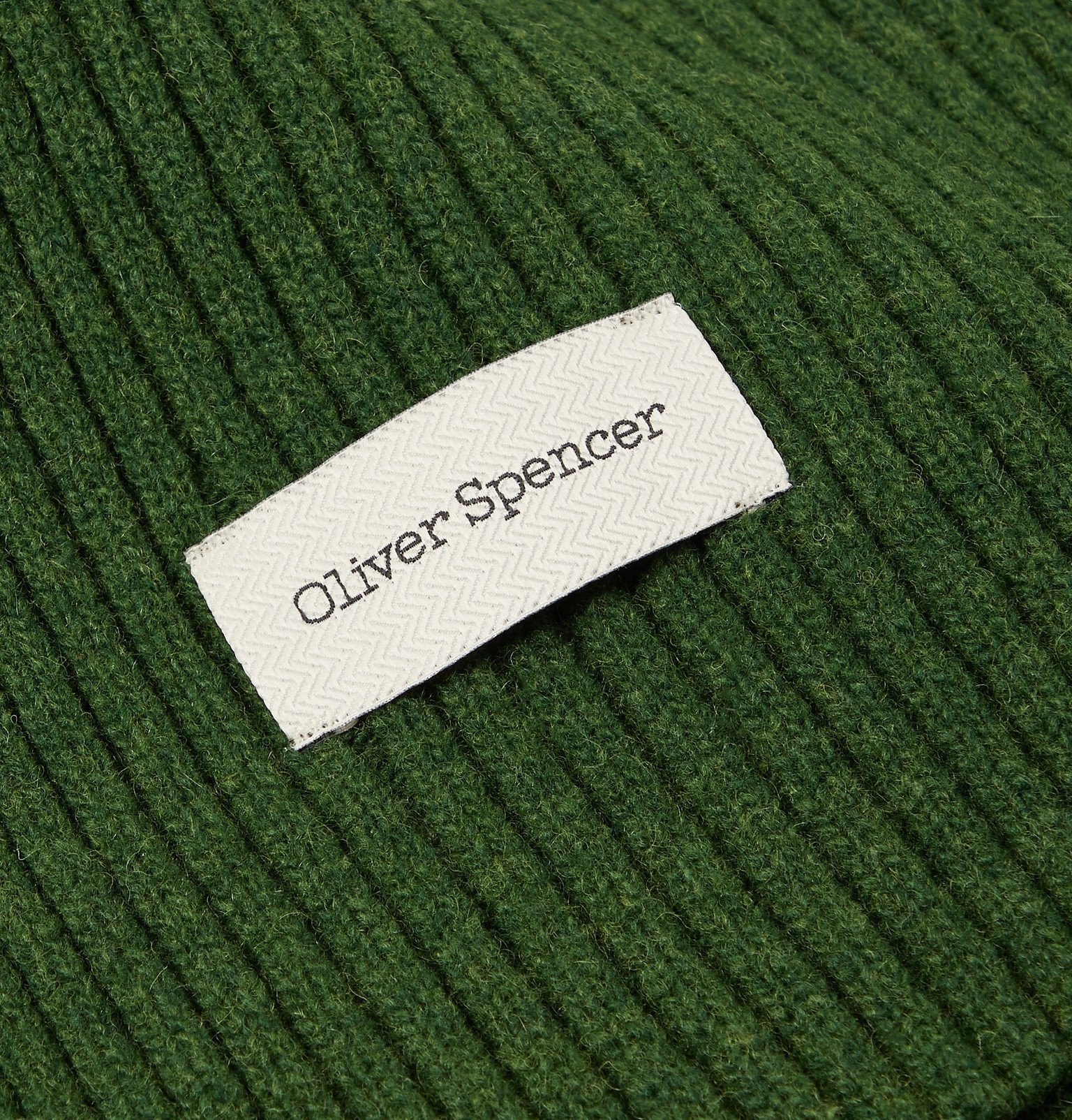 Oliver Spencer - Ribbed Mélange Wool-Blend Scarf - Green