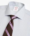 Brooks Brothers Men's Madison Relaxed-Fit Dress Shirt, Non-Iron Hairline Framed Stripe | Light Blue/Burgundy