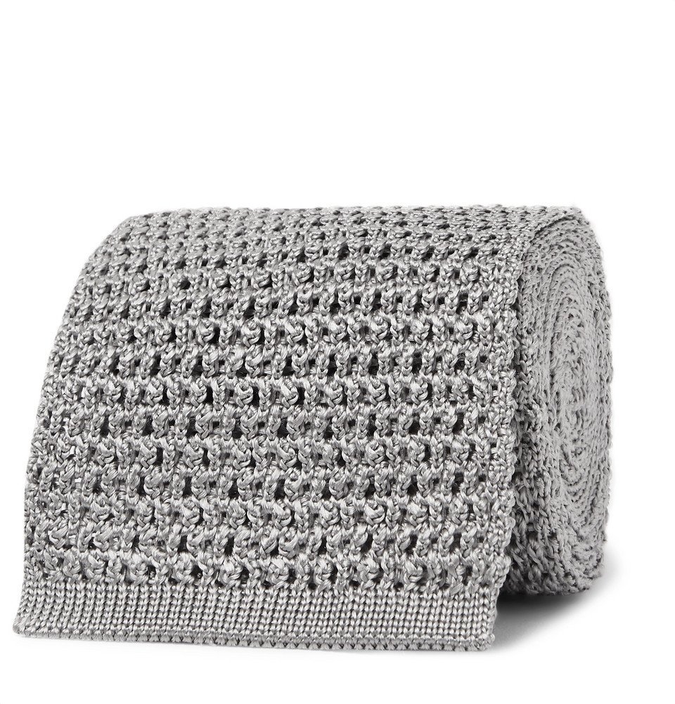 TOM FORD  Knitted Silk Tie - Light gray TOM FORD