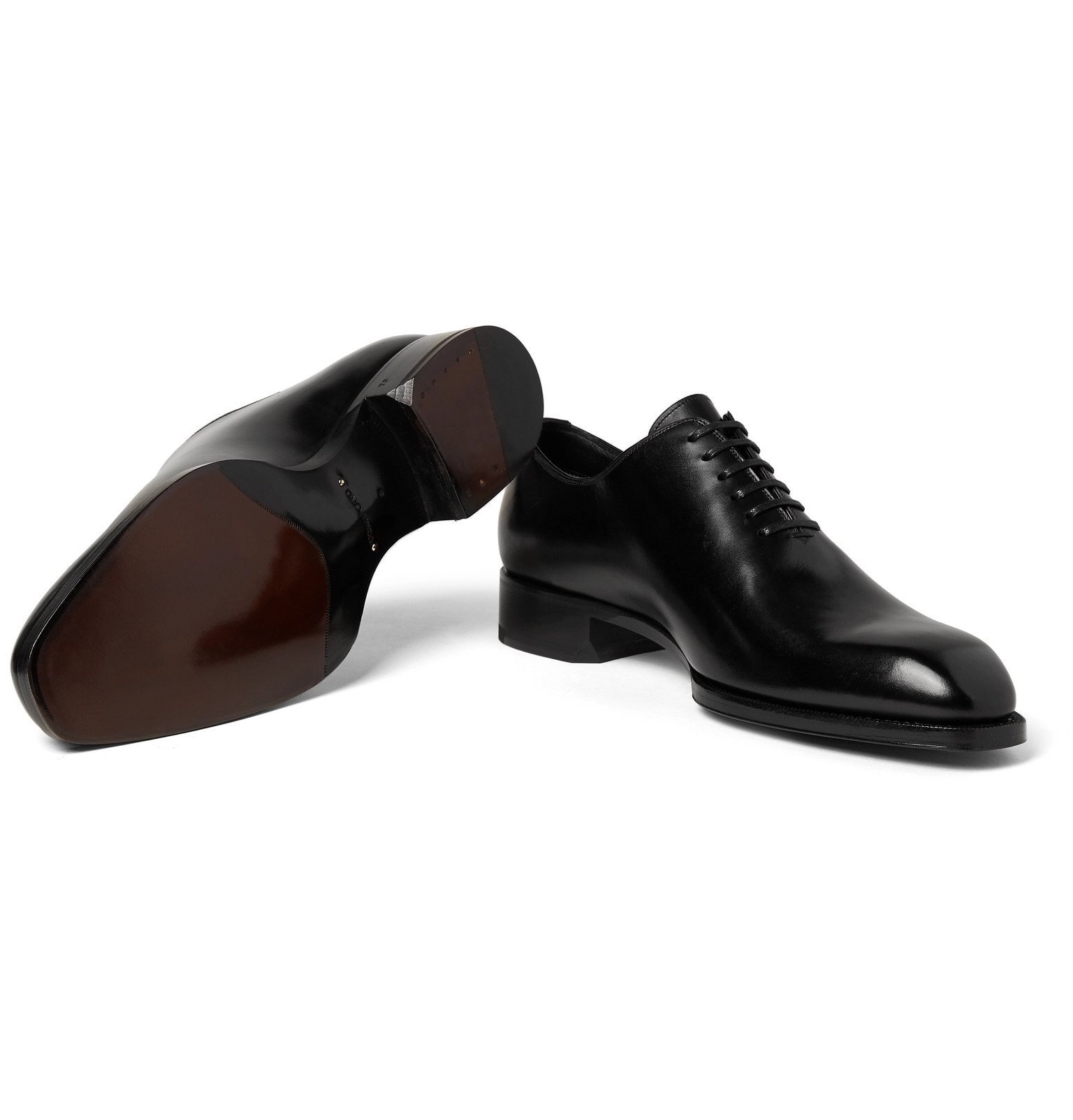 TOM FORD - Elkan Whole-Cut Polished-Leather Oxford Shoes - Black TOM FORD