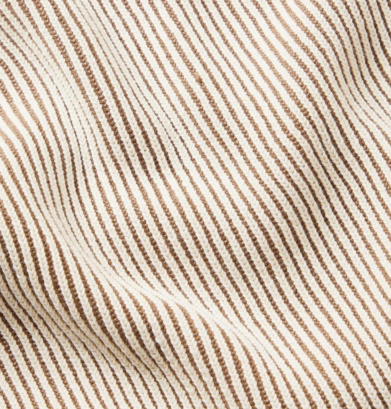 Ribbed Striped Cotton Half-Zip Sweater 
