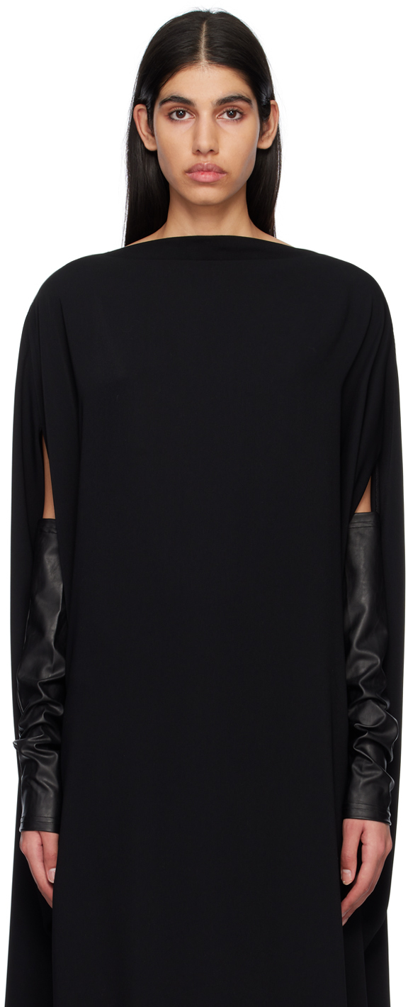 MM6 Maison Margiela Black Faux-Leather Sleeves MM6 Maison Margiela