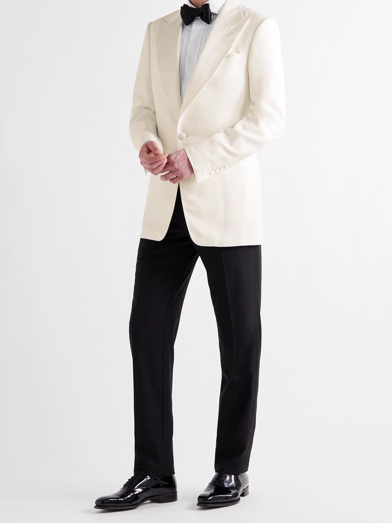 TOM FORD - Atticus Satin-Trimmed Twill Tuxedo Jackt - White TOM FORD