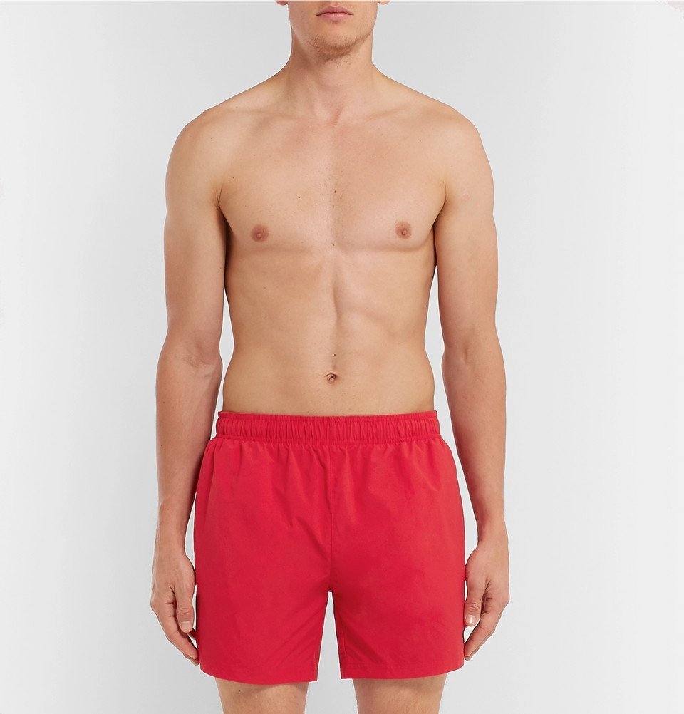 Hugo Boss ShortLength LogoEmbroidered Swim Shorts Red Hugo Boss