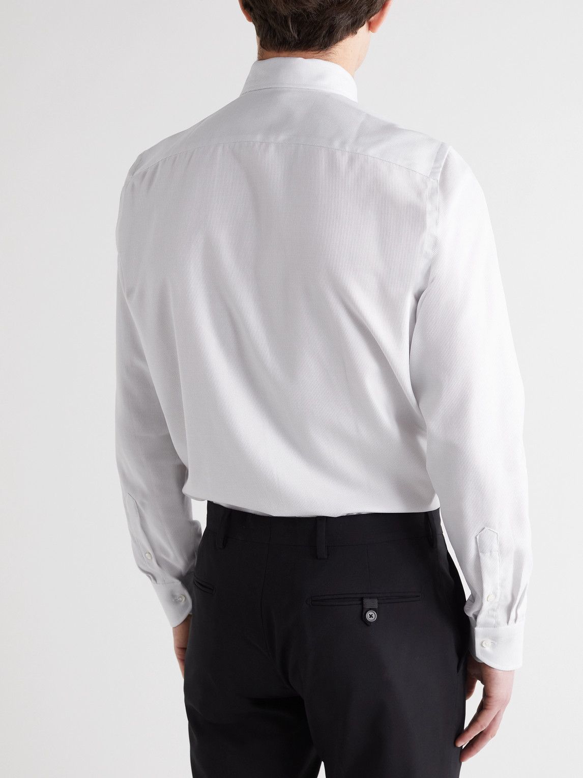 Canali CutawayCollar Cotton and LyocellBlend Shirt Gray Canali