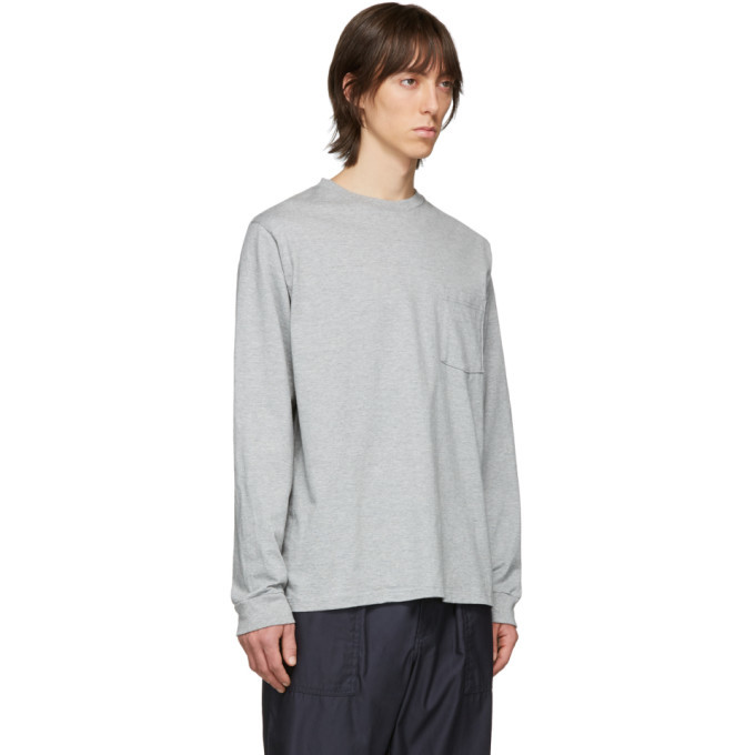 Beams Plus Grey Pocket Long Sleeve T 