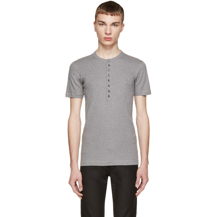 Dolce and Gabbana Grey Jersey Henley Dolce & Gabbana