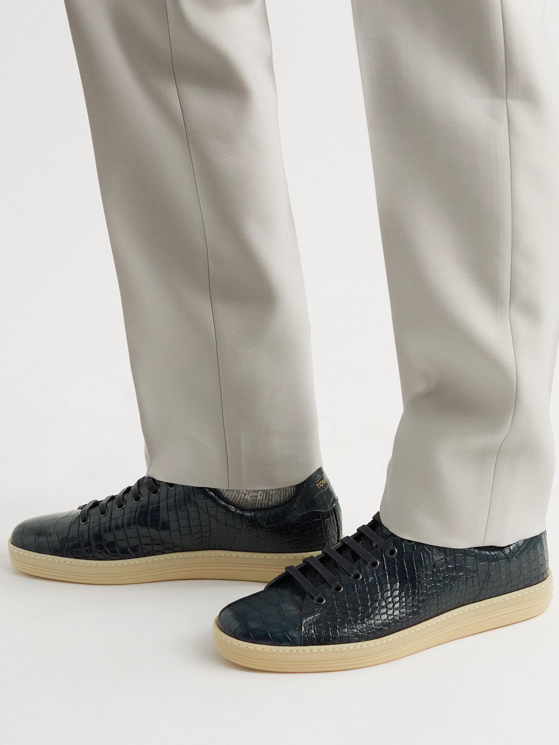 TOM FORD - Warwick Croc-Effect Leather Sneakers - Blue TOM FORD