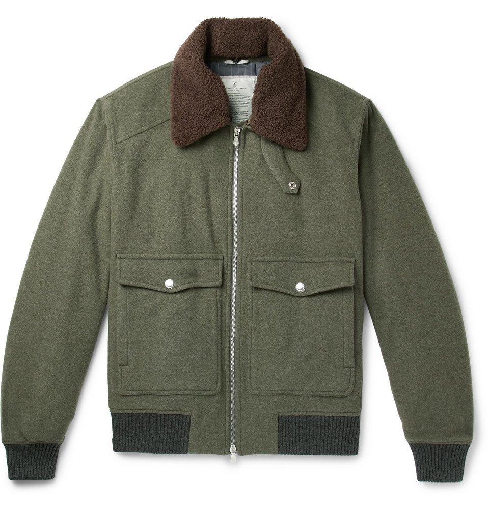 Brunello Cucinelli - Shearling-Trimmed Wool and Cashmere-Blend Felt ...