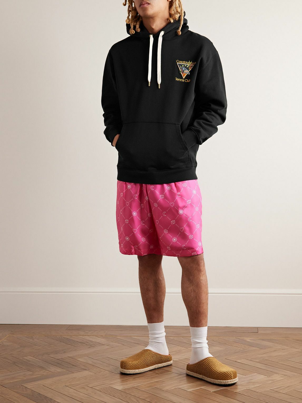 Casablanca - Logo-Embroidered Cotton-Jersey Hoodie - Black Casablanca
