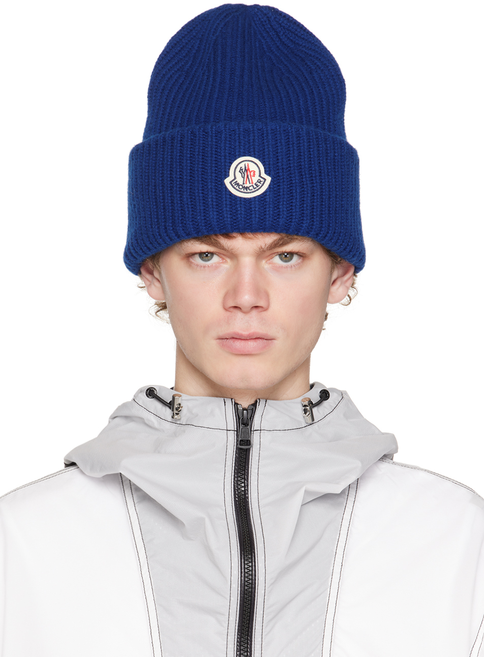 Moncler Navy Rolled Brim Beanie Moncler