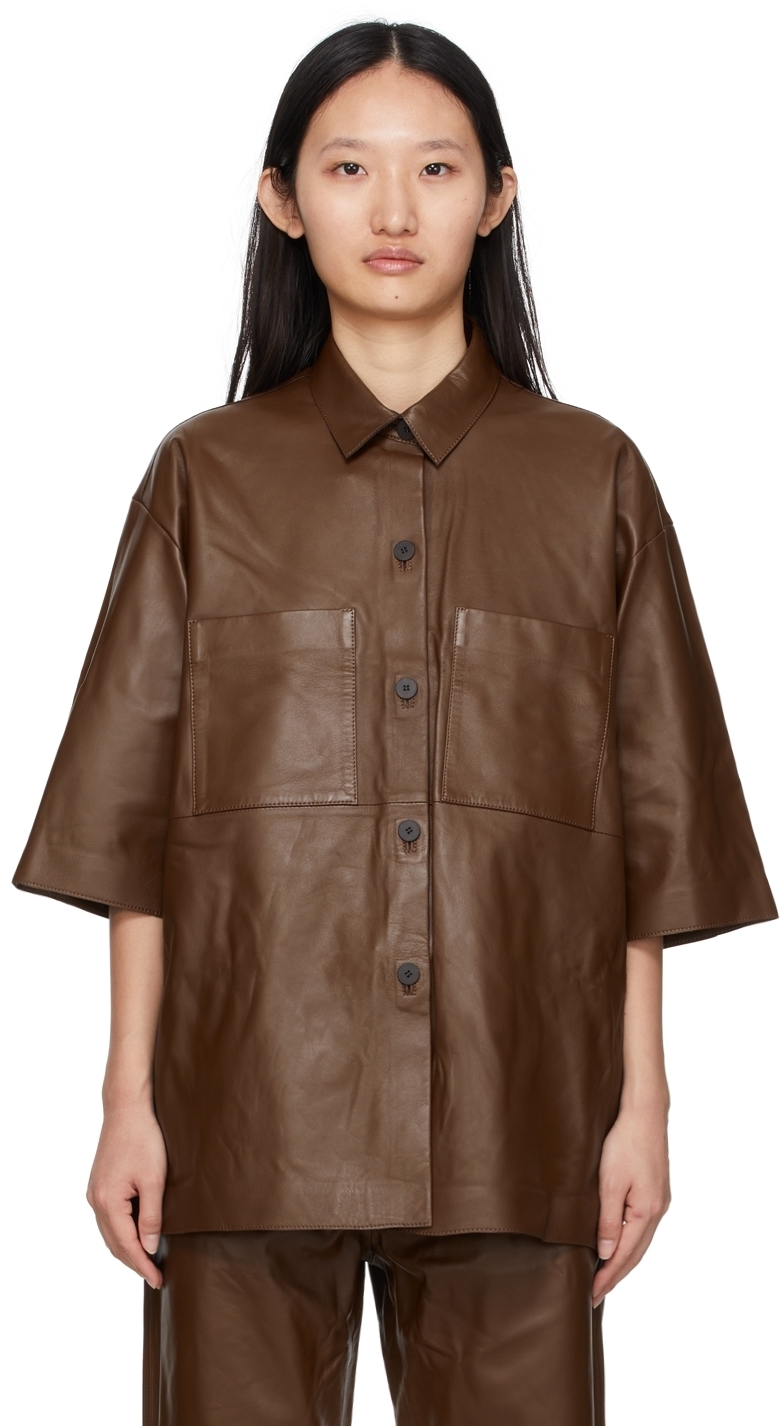 Studio Nicholson Brown Leather Porta Shirt Studio Nicholson