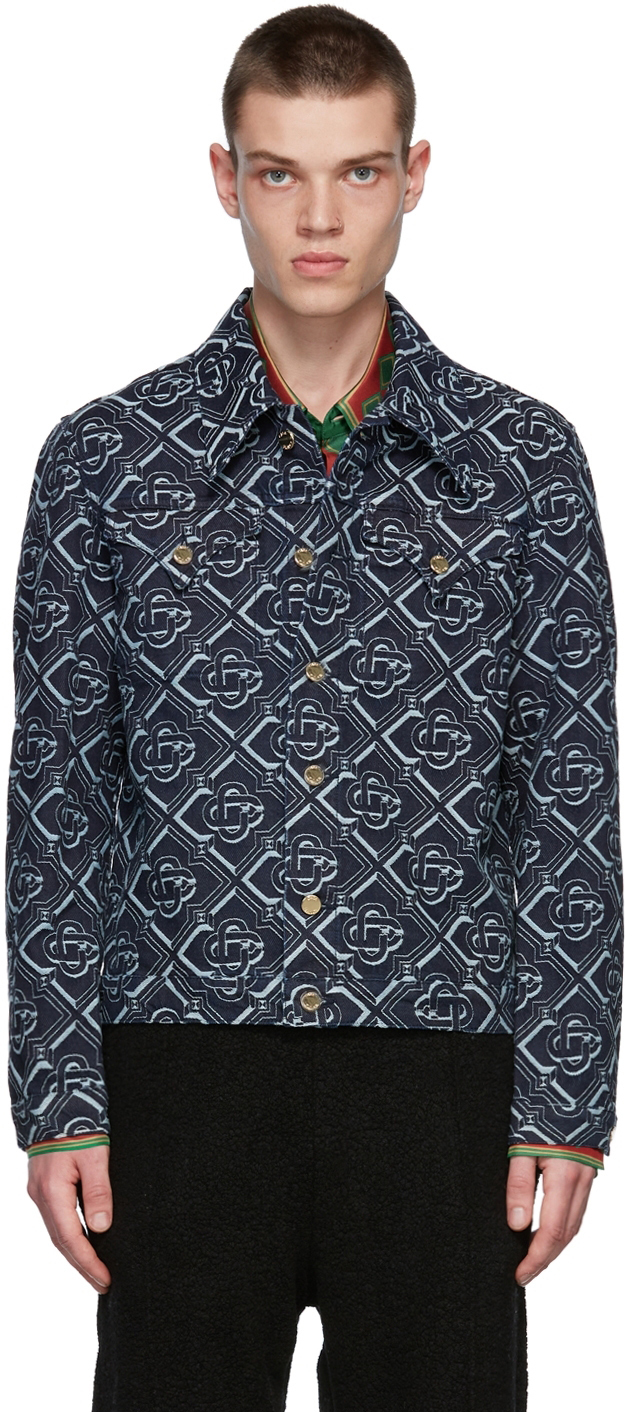 Casablanca Navy Classic Monogram Denim Jacket Casablanca