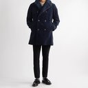 OLIVER SPENCER - Newington Double-Breasted Faux Shearling-Lined Cotton-Corduroy Coat - Blue