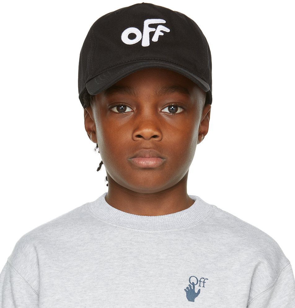 Off-White Kids Black & White 'Off' Rounded Baseball Cap Off-White