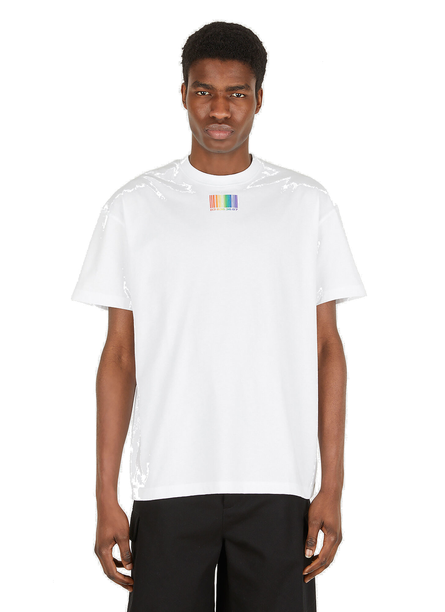 Rainbow Barcode Logo T-Shirt in White VTMNTS