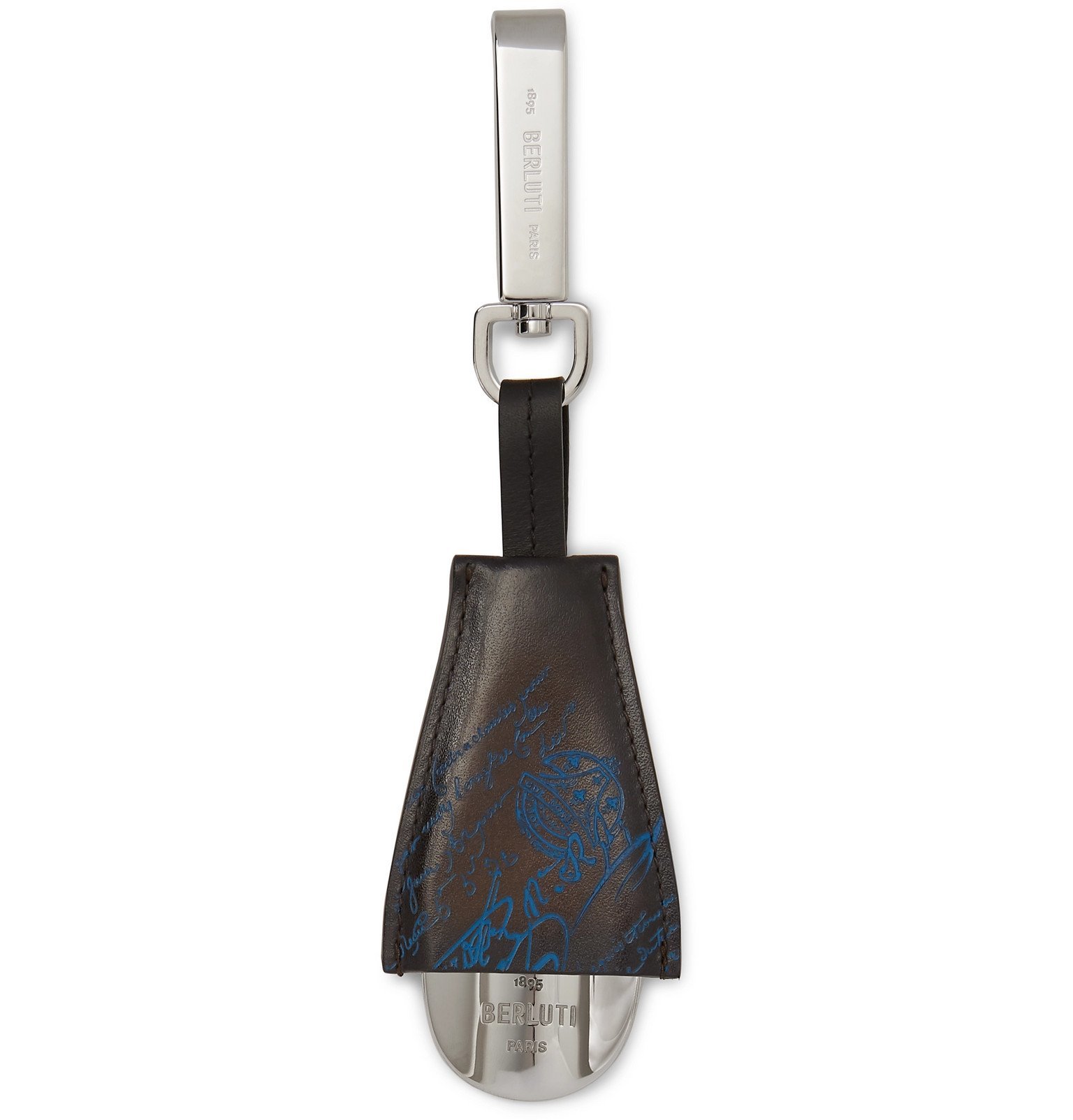 Berluti - Scritto Leather and Stainless Steel Shoehorn Fob - Silver Berluti