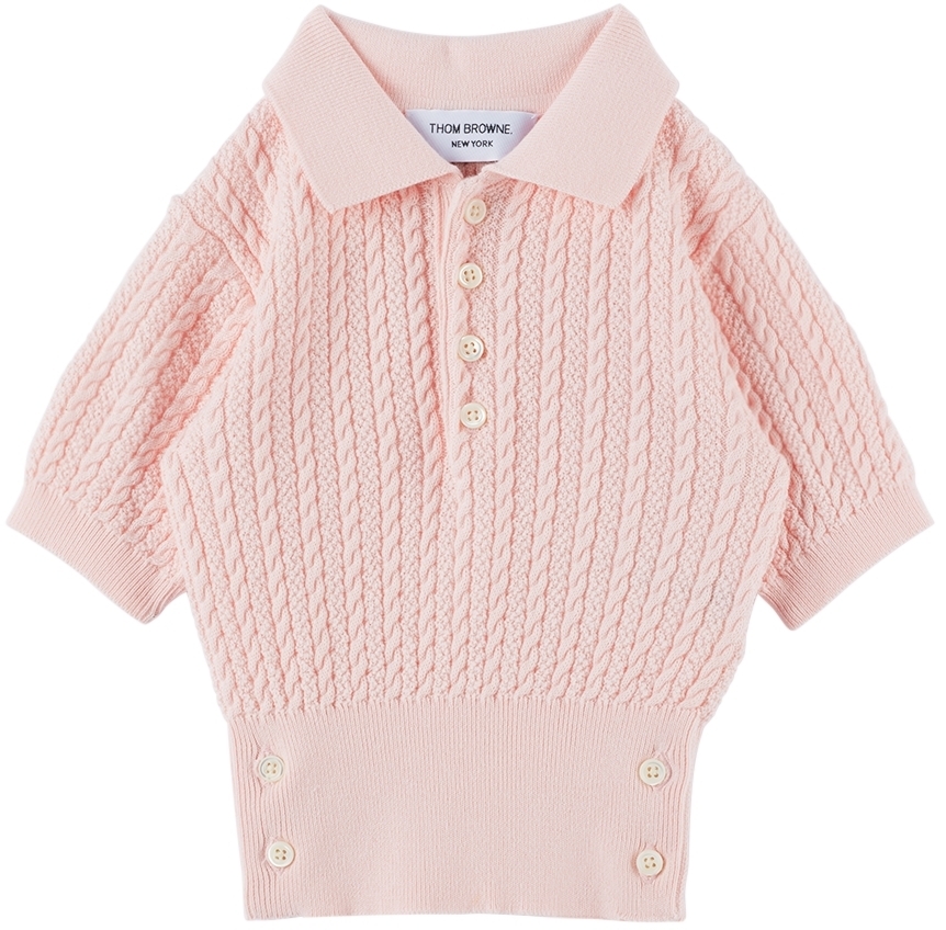 Photo: Thom Browne Kids Pink Button Polo
