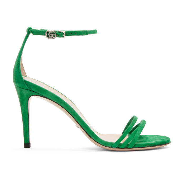 Gucci Green Suede Isle Heeled Sandals Gucci