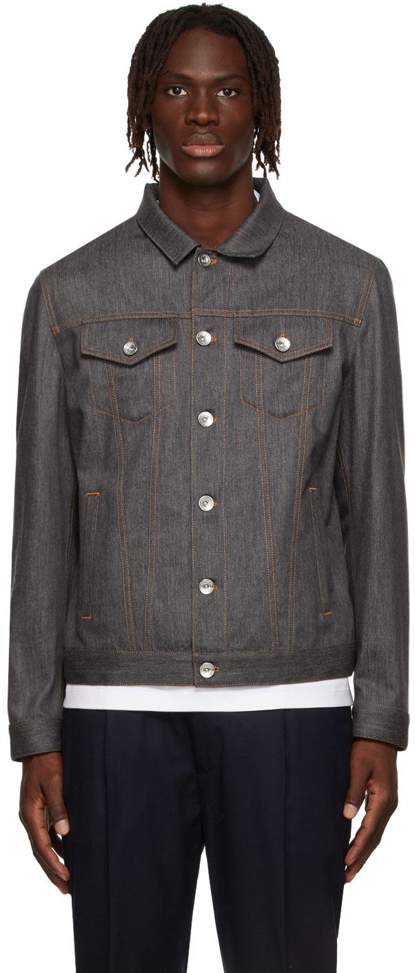 Brunello Cucinelli Grey Wool Denim FourPocket Jacket Brunello Cucinelli
