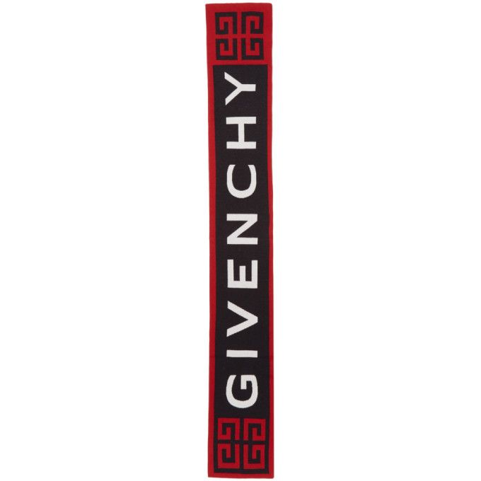 Givenchy Black and Red 4G Logo Scarf Givenchy