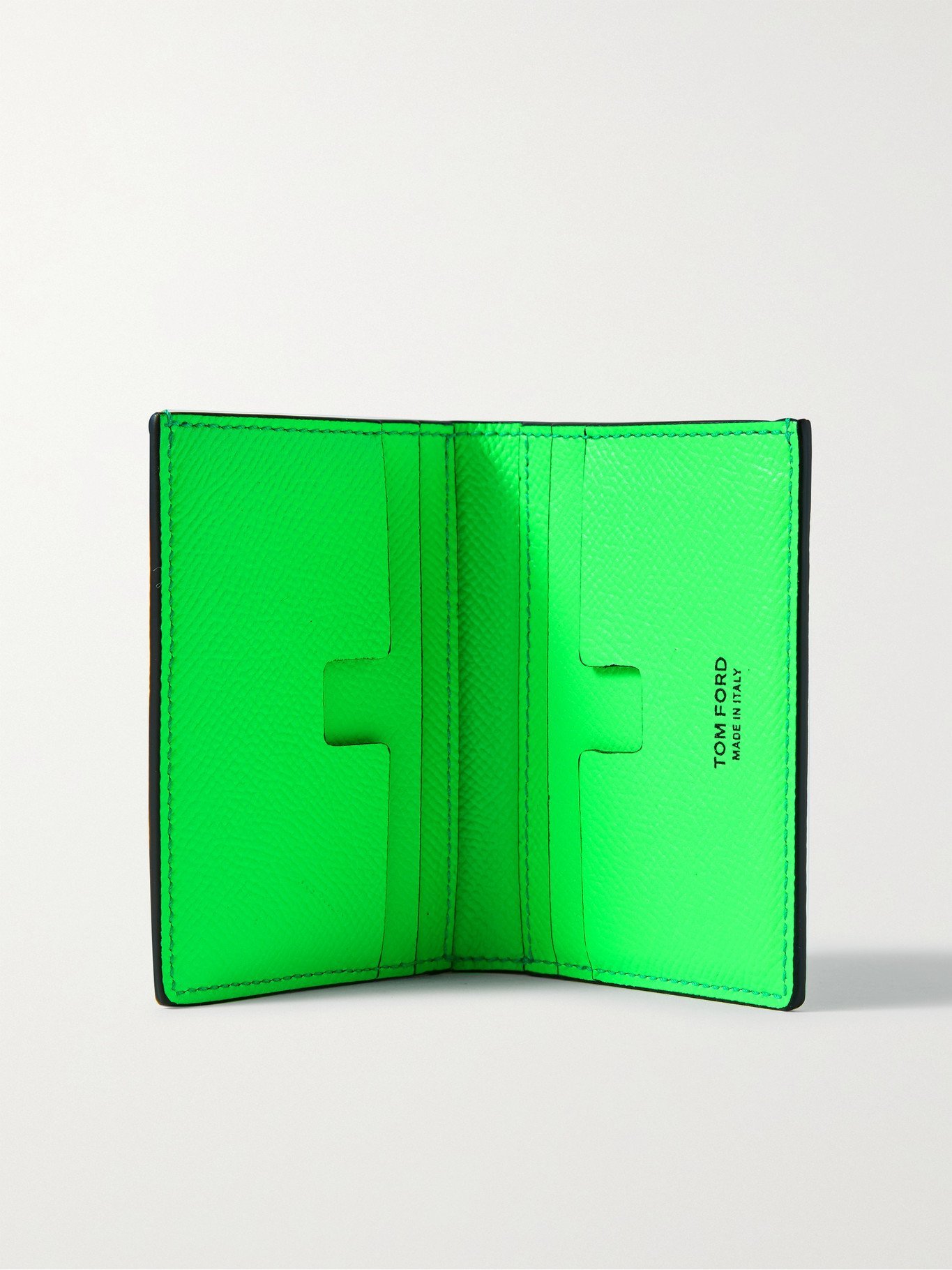 TOM FORD - Neon Full-Grain Leather Bifold Cardholder - Green TOM FORD