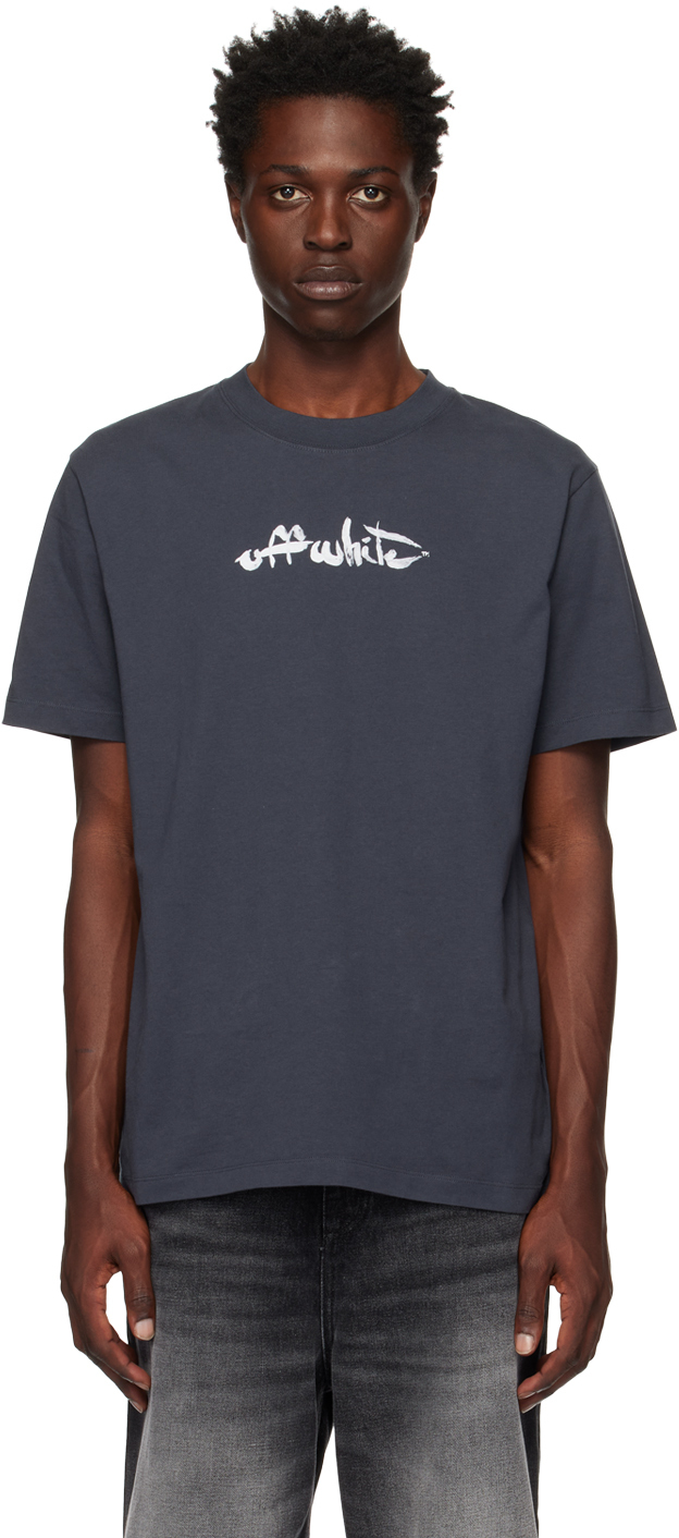 Off-White Navy Paint T-Shirt Off-White