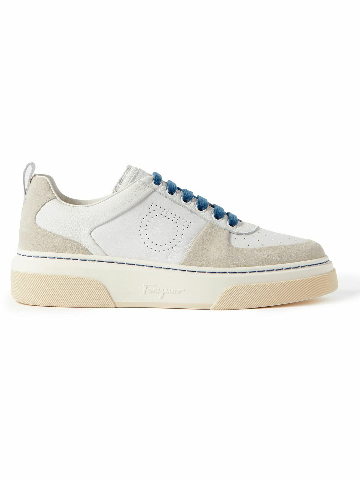 Salvatore Ferragamo - Cassina Suede-Trimmed Leather Sneakers - White ...