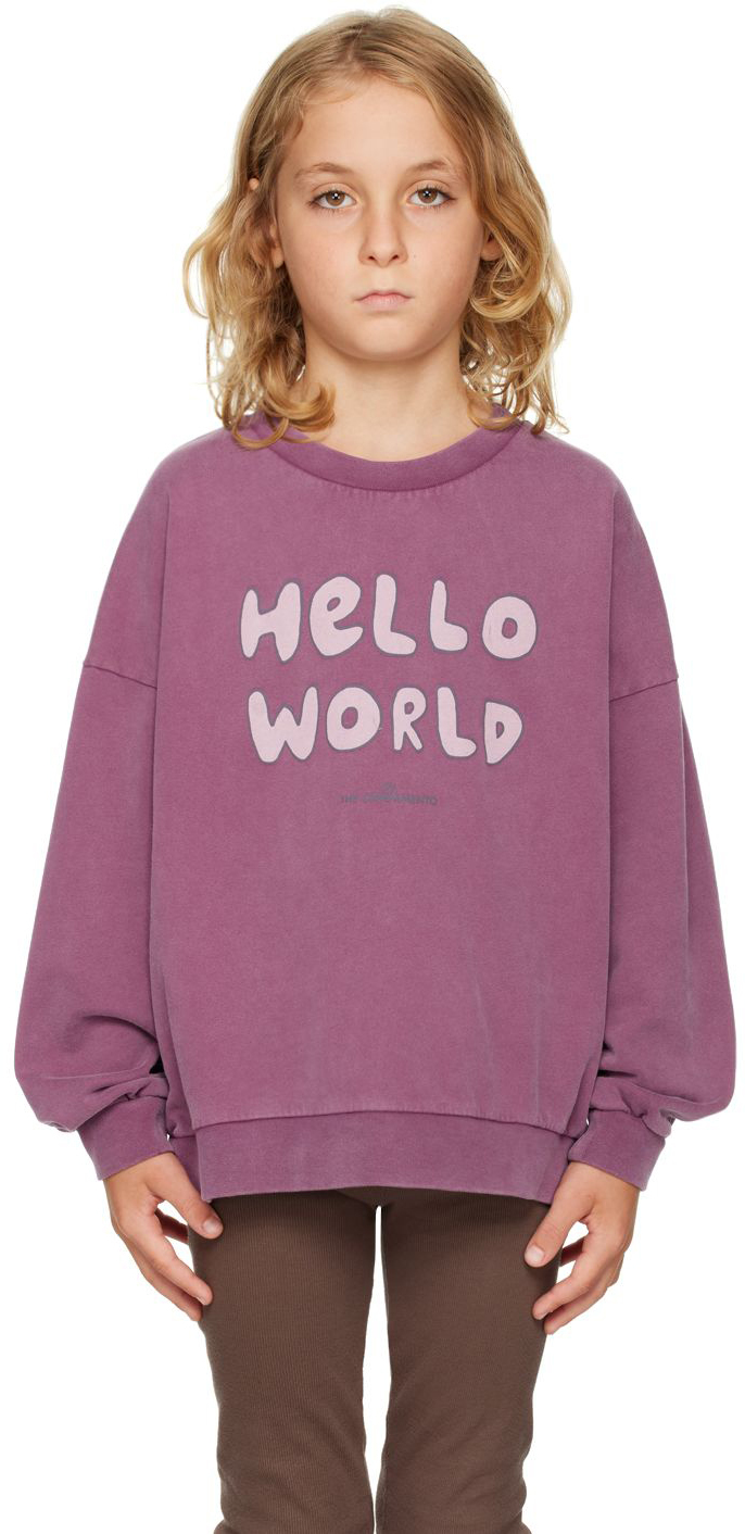 Photo: The Campamento Kids Purple 'Hello World' Sweatshirt