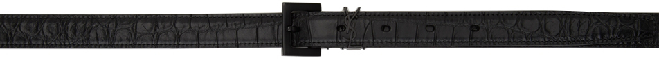 Photo: Saint Laurent Black Croc-Embossed Monogram Belt