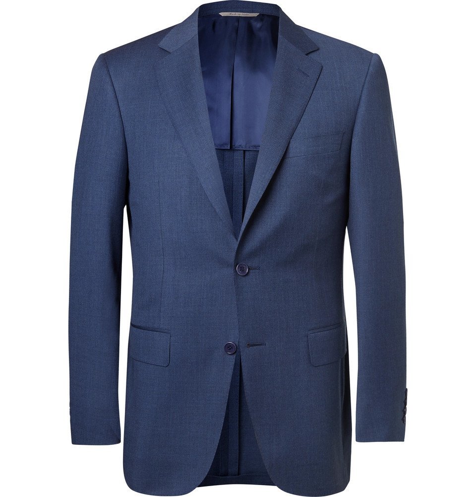 Canali - Navy Slim-Fit Mélange Wool Suit Jacket - Navy Canali