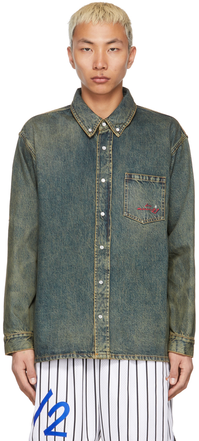 Martine Rose Green Denim Over Shirt 