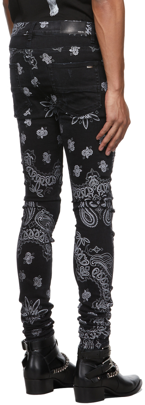 AMIRI Black Flocked Paisley Bandana 