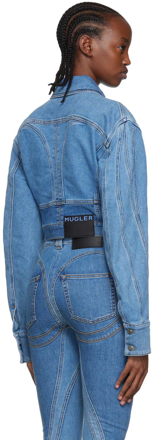 Mugler Blue Spiral Denim Jacket Mugler