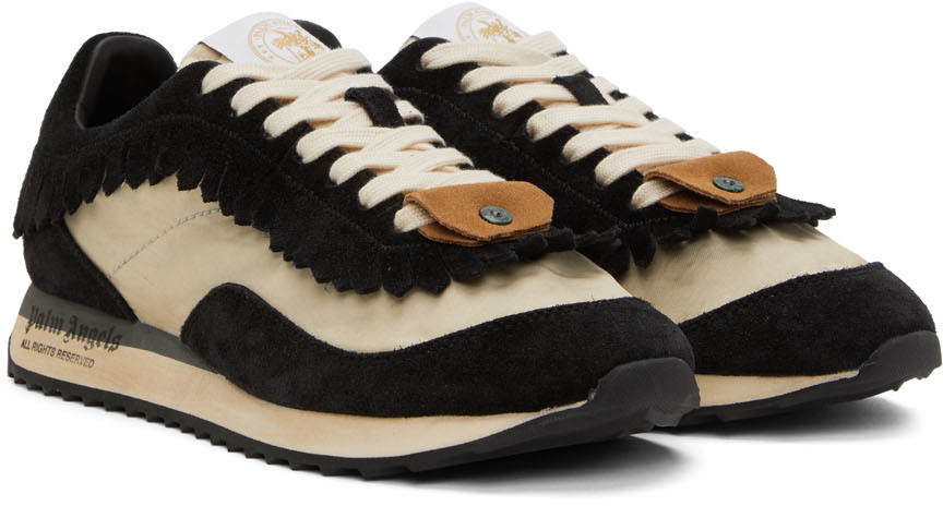 Palm Angels Off-White & Black Fringe Runner Sneakers Palm Angels