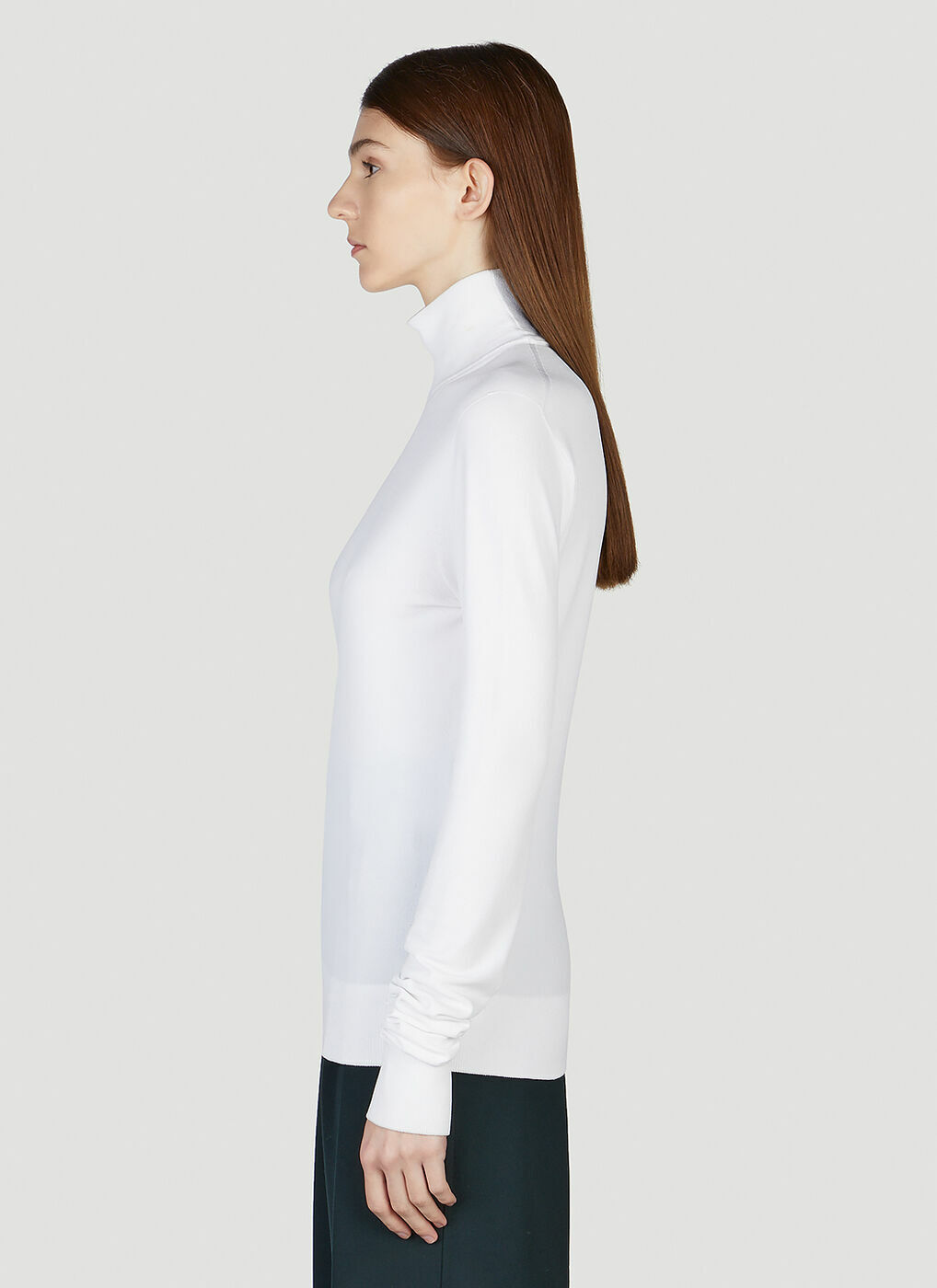 Bottega Veneta Techno Skin Lightweight Sweater in White Womens Clothing Jumpers and knitwear Turtlenecks 