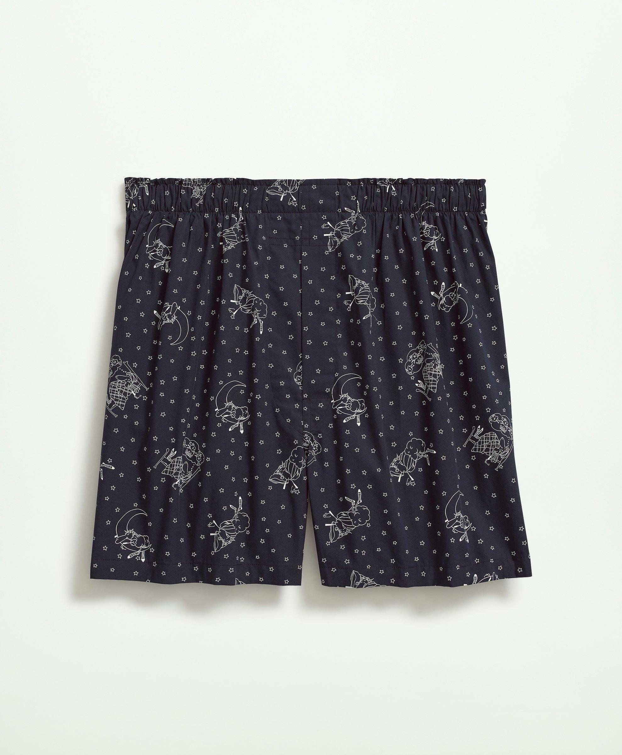 Brooks Brothers Men's Cotton Broadcloth Henry Print Boxers | Navy