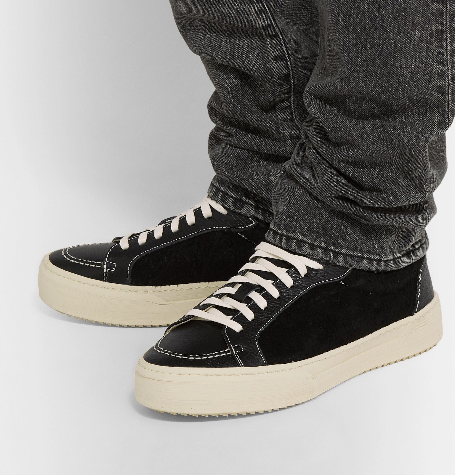 Rhude - V1 Leather and Suede Sneakers - Black Rhude