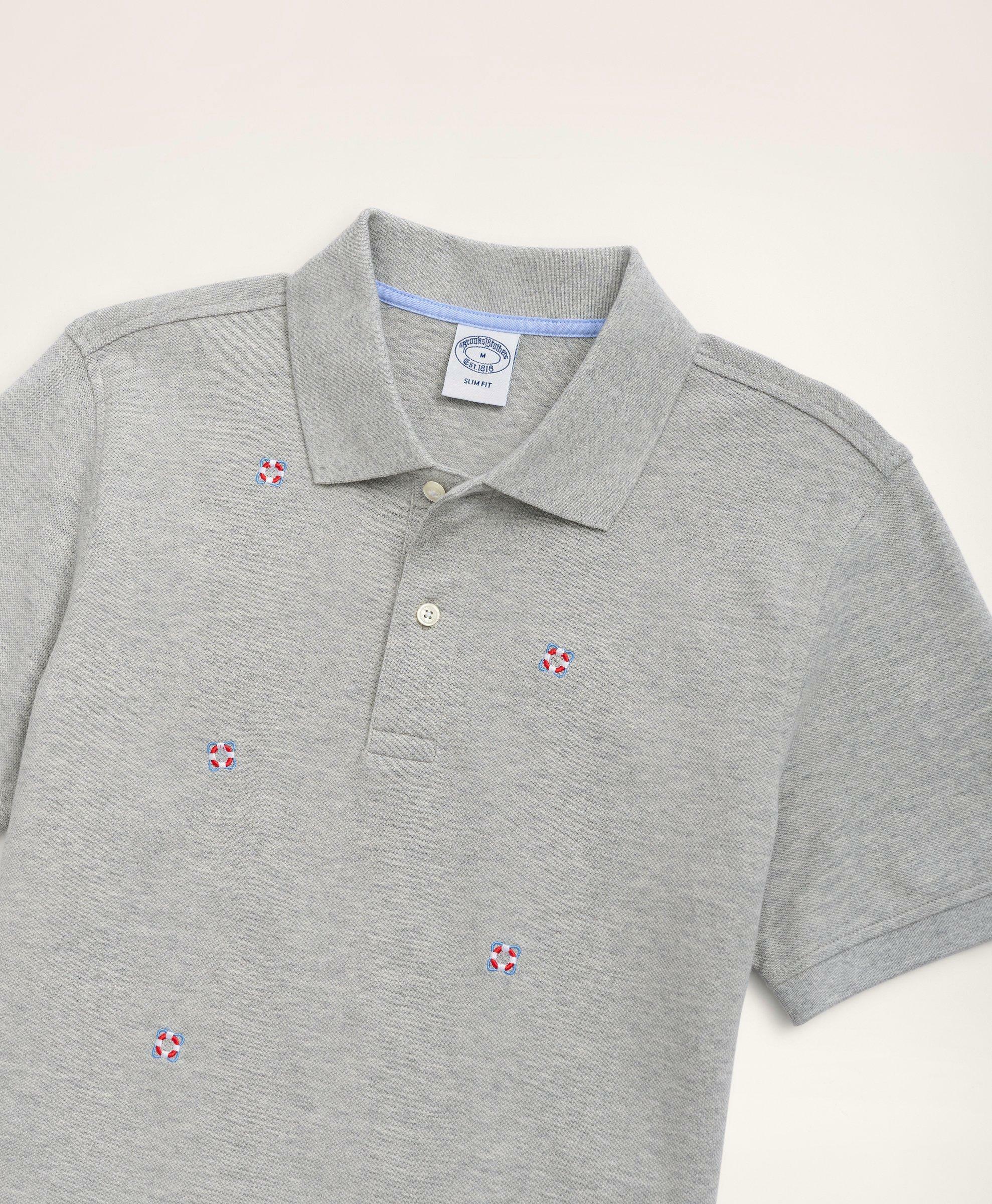 Brooks Brothers Men's Slim-Fit Life Preserver Polo Shirt | Grey Heather
