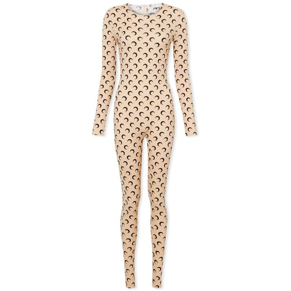 Marine Serre Women's All Over Moon Catsuit in All Over Moon Tan Marine ...