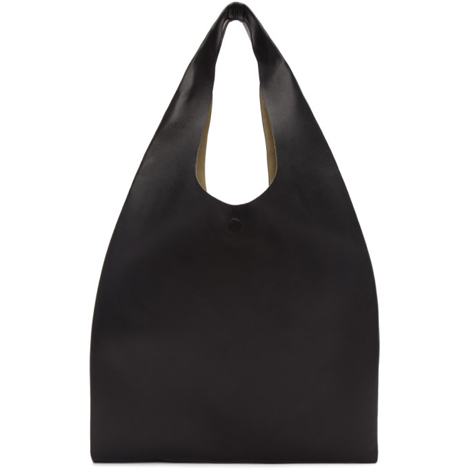 black leather shopper tote